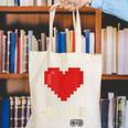 Retro Gamer 1 Life Pixel Heart – 8-Bit Gaming Nostalgia Canvas Tote Bag