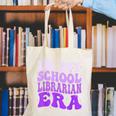 In My School Librarian Era Groovy Back To School Book Lover Canvas Tote Bag
