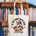 He Sees What You'Ve Been Reading Santa Xmas Book Lover Canvas Tote Bag