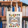 Skeleton Heart Read Reading Book Librarian Halloween Women Canvas Tote Bag
