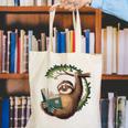 Sloth Reading a Book Lazy Sloth Bookworm Canvas Tote Bag
