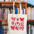 Valentine Teacher Coquette Bow Pencil Heart Book Girl Women Canvas Tote Bag Valentine Teacher Coquette Bow Pencil Heart Book Girl Women Canvas Tote Bag