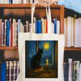 Van Gogh Starry Night Art Cat And Book Lovers Premium Tri-Blend Canvas Tote Bag
