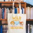 Wild About Reading Cute Animal Book Lover Kids Canvas Tote Bag