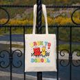 Back To School Checkered Book Pencil Groovy Teacher Student Canvas Tote Bag