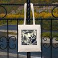 Bigfoot With Alien Reading A Book Bigfoot And UFO Canvas Tote Bag