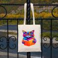 Cat Book Shirt Colorful Cat Reading Book Canvas Tote Bag