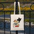 Cat And Books Flowers Reading Club Cat Lover Bookworm Canvas Tote Bag Cat And Books Flowers Reading Club Cat Lover Bookworm Canvas Tote Bag