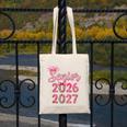 Coquette Pink Bow Flowers Senior 2026 2027 Graduation Canvas Tote Bag