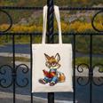 Cute Coyote With Book I Kids Coyote Canvas Tote Bag