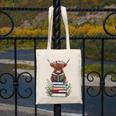 Cute Highland Cow With Book Floral Bookworm Librarian Book Canvas Tote Bag Cute Highland Cow With Book Floral Bookworm Librarian Book Canvas Tote Bag
