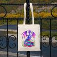 Fantasy Dragon Reading Books Bookworm Canvas Tote Bag