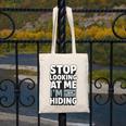 Humor For Introverts Stop Looking At Me I'm Hiding Graphic Canvas Tote Bag