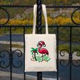 Nostalgia Holiday Tees -Adult Christmas Flamingo Small Short Sleeve Crew Neck Cotton Polyester Lightweight Ribbed Cuff Winter Canvas Tote Bag