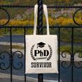 PHD Survivor T-Shirt Graduation Student Teacher For Men Women Kids Canvas Tote Bag