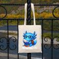 Readsolotl Blue Kawaii Axolotl Book Lover Reading Canvas Tote Bag