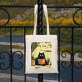 Vintage Japanese Cat Book Lovers Librarian Cat Dad Teacher Canvas Tote Bag