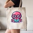 Adorable Book Lover Octopus With Reading Glasses Cute Canvas Tote Bag