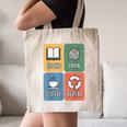 Books Yarn Coffee Repeat Crocheting Canvas Tote Bag