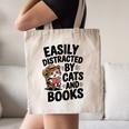 Easily Distracted By Cats And Books Lovers Reading Canvas Tote Bag Easily Distracted By Cats And Books Lovers Reading Canvas Tote Bag
