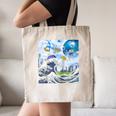 Frutiger Aero Aesthetic Tech Great Wave Of Kanagawa Fishes Raglan Baseball Tee Canvas Tote Bag