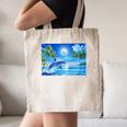 Frutiger Aero Dolphin Sunset Ocean With Palm Trees Y2k Premium Canvas Tote Bag Frutiger Aero Dolphin Sunset Ocean With Palm Trees Y2k Premium Canvas Tote Bag