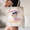 Proud Mom Of a 2024 Graduate Floral Flower Family Graduation Canvas Tote Bag