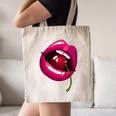 Rainbow Lips With a Cherry In The Mouth 80s Nostalgia Premium Tri-Blend Canvas Tote Bag Rainbow Lips With a Cherry In The Mouth 80s Nostalgia Premium Tri-Blend Canvas Tote Bag