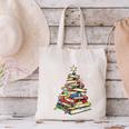 Book Christmas Tree Teacher Book Lover Crew Neck Modern Classic Christmas Small Short Sleeve -Adults -Kids Canvas Tote Bag