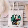 Books Dragon Reading Book Lover Canvas Tote Bag