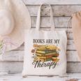 Books Are My Therapy Vintage Book Lover Daisy Art Canvas Tote Bag