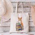 Bookworm Corgi Reading Books Drinking Coffee Dog Lover Canvas Tote Bag
