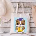 Bulldog Anime Pup Graduation Canvas Tote Bag