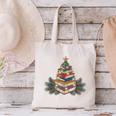 Christmas Book Reading Reader Xmas Bibliophile -Adult Christmas Tree Book Modern Canvas Tote Bag