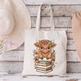 Cute Baby Highland Cow Reading Book Librarian Bookworm Canvas Tote Bag