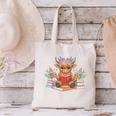 Cute Baby Highland Cow Reading Book Lover Toddler Canvas Tote Bag