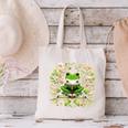 Cute Floral Frog Book Reading Canvas Tote Bag Cute Floral Frog Book Reading Canvas Tote Bag