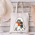 Cute Ghost Cat Reading Book Spooky Season Halloween Costume Canvas Tote Bag