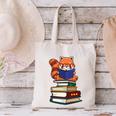 Cute Kawaii Kids Reading Books Glasses Red Panda Lover Canvas Tote Bag