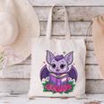 Cute Pastel Goth Bat Reading Book Canvas Tote Bag