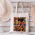 Geometric History Educated Women Reading Book Melanin Canvas Tote Bag