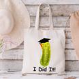 Graduation Cap Wearing Big Dill Pickle I Did It Graduate Fun Canvas Tote Bag