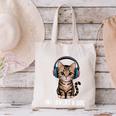 Introvert Mode Cat With Headphones Kitten Lover Canvas Tote Bag