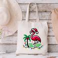 Nostalgia Holiday Tees -Adult Christmas Flamingo Small Short Sleeve Crew Neck Cotton Polyester Lightweight Ribbed Cuff Winter Canvas Tote Bag