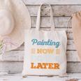 Painting Now Minimal Socializing Introvert Vintage Canvas Tote Bag