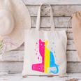 Pansexual Pride Celestial Cat Sitting Book LGBTQ Pan Colors Men Women Canvas Tote Bag