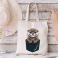 Pocket Otter Lover Introvert Cute Animal Fun Surprise Canvas Tote Bag Pocket Otter Lover Introvert Cute Animal Fun Surprise Canvas Tote Bag