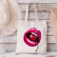 Rainbow Lips With a Cherry In The Mouth 80s Nostalgia Premium Tri-Blend Canvas Tote Bag Rainbow Lips With a Cherry In The Mouth 80s Nostalgia Premium Tri-Blend Canvas Tote Bag