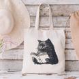 Reading Cat Cat Book Lover Canvas Tote Bag