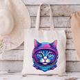 Retro 80s Cat In Space Suit Nostalgia Cat Vintage Astronaut Canvas Tote Bag